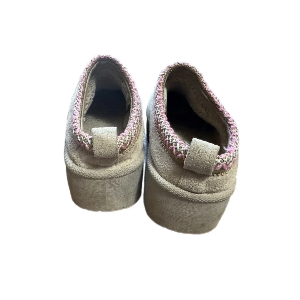 Olivia & Kate Platform Slippers Kids Size‎ 13 Tan Pink Faux Fur Good Condition
